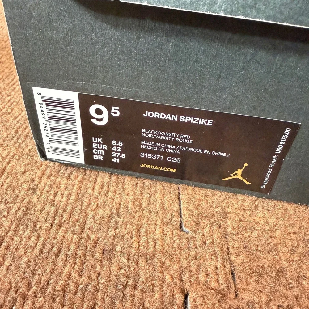 Jordan‎ Spizike Black Varsity Red Green Elephant Print 315371-026 Mens Size 9.5